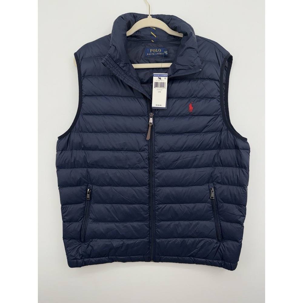 Polo Ralph Lauren Vest Mens L The Colden Packable Insulated Water Repellent Blue